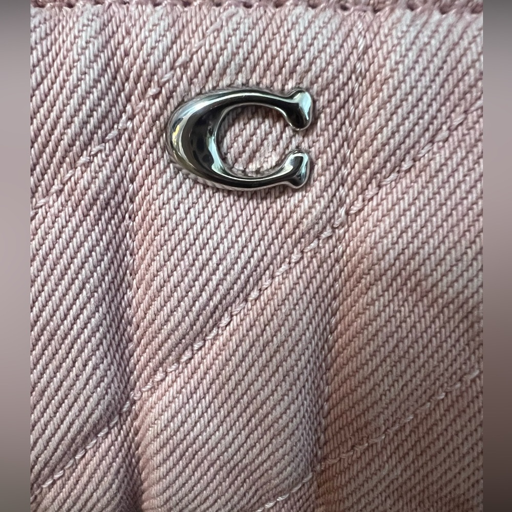 Coach Pink Denim Quilted Zip Around Card Case - Picture 9 of 9